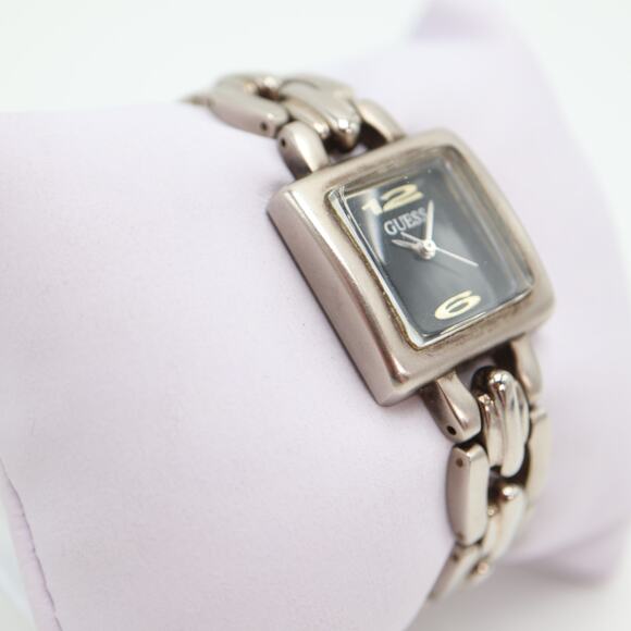 Vintage Guess Womens Square Watch 21mm Black Dial 5.25" Bracelet w New Battery - Picture 6 of 10